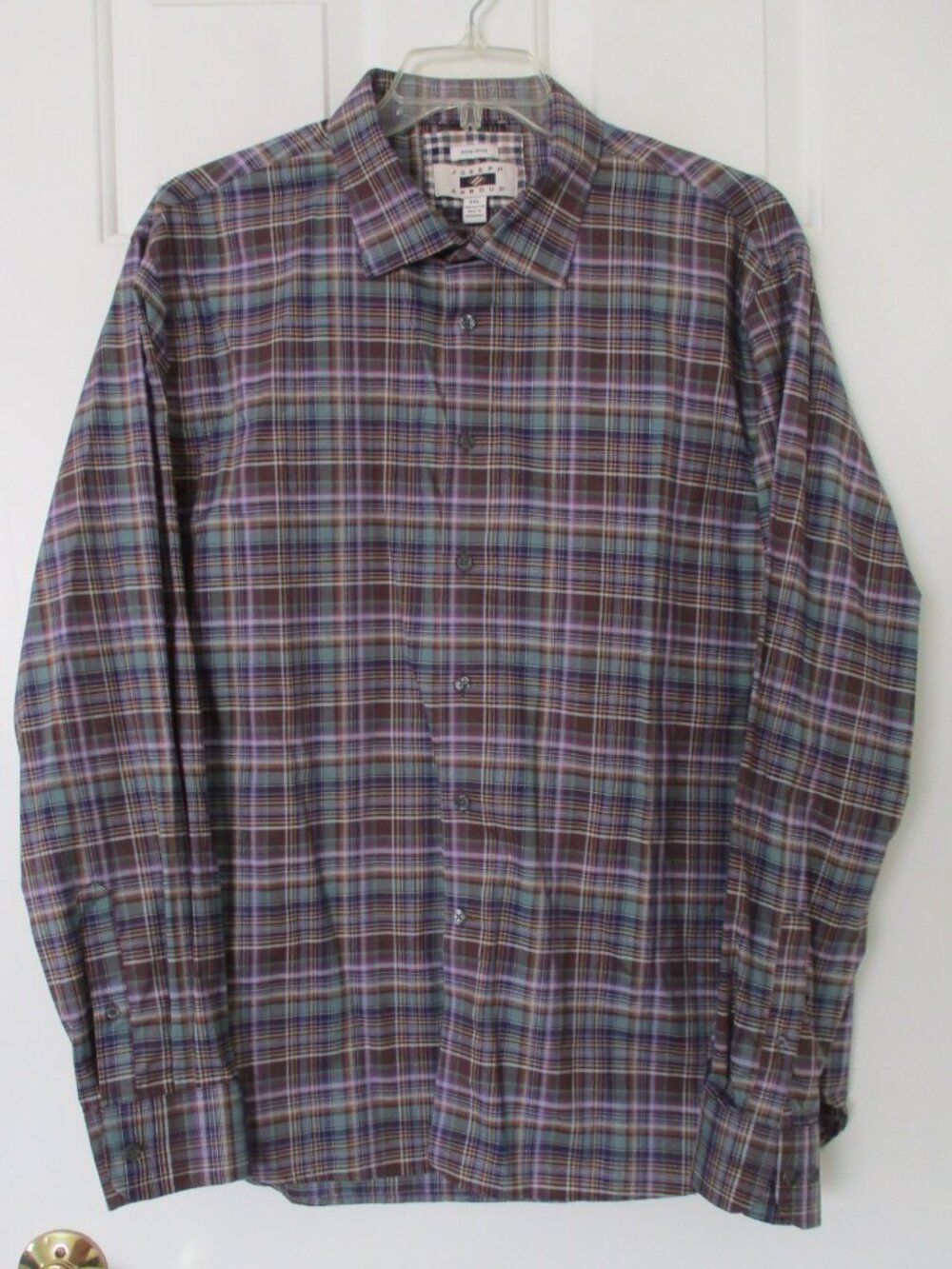 Joseph Abboud Mens L/S Purple Multicolor Cotton Casual Shirt - 19/35-36 or XXL